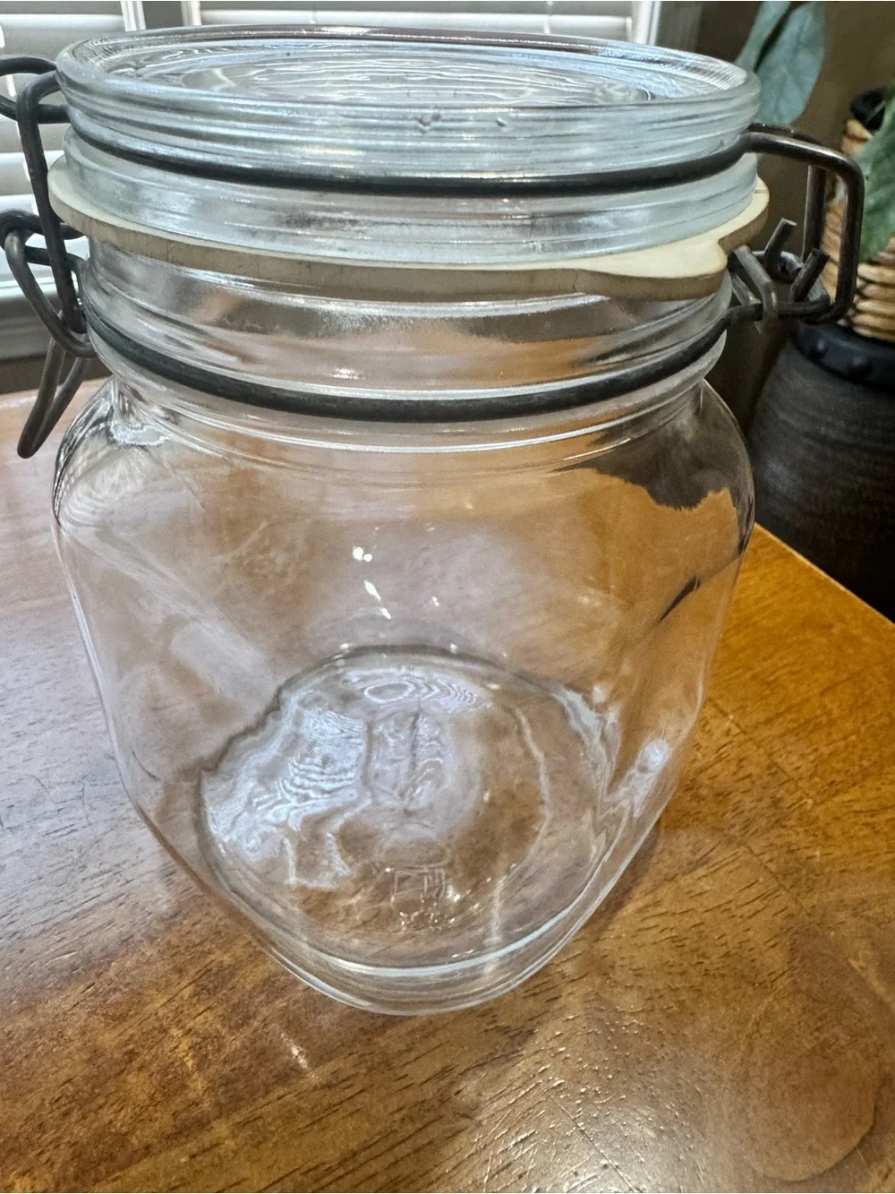 Vintage Vetri Di Fidenza glass jar made in Italy Glass Clamp-Top Storage Jar
